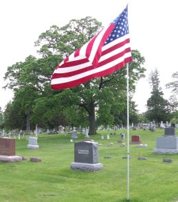 Oak Tree and Flag at the Cemetery
