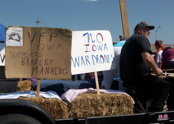2013 Coralville Independence Day Parade. Veterans for Peace was present in force.