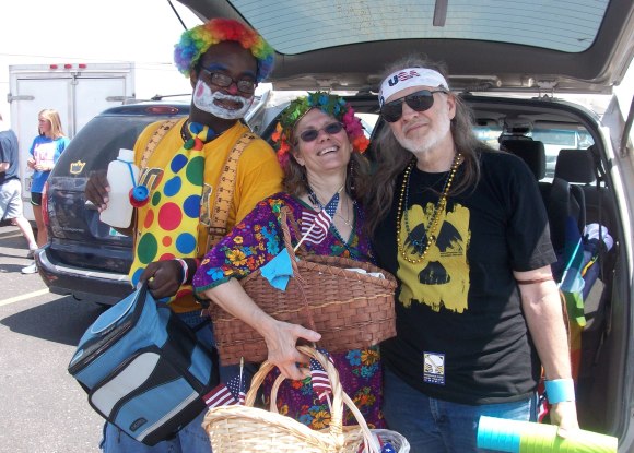 2013 Coralville Independence Day Parade. Michael,  Dr. Maureen McCue and Dr. John Rachow, a nuclear family.