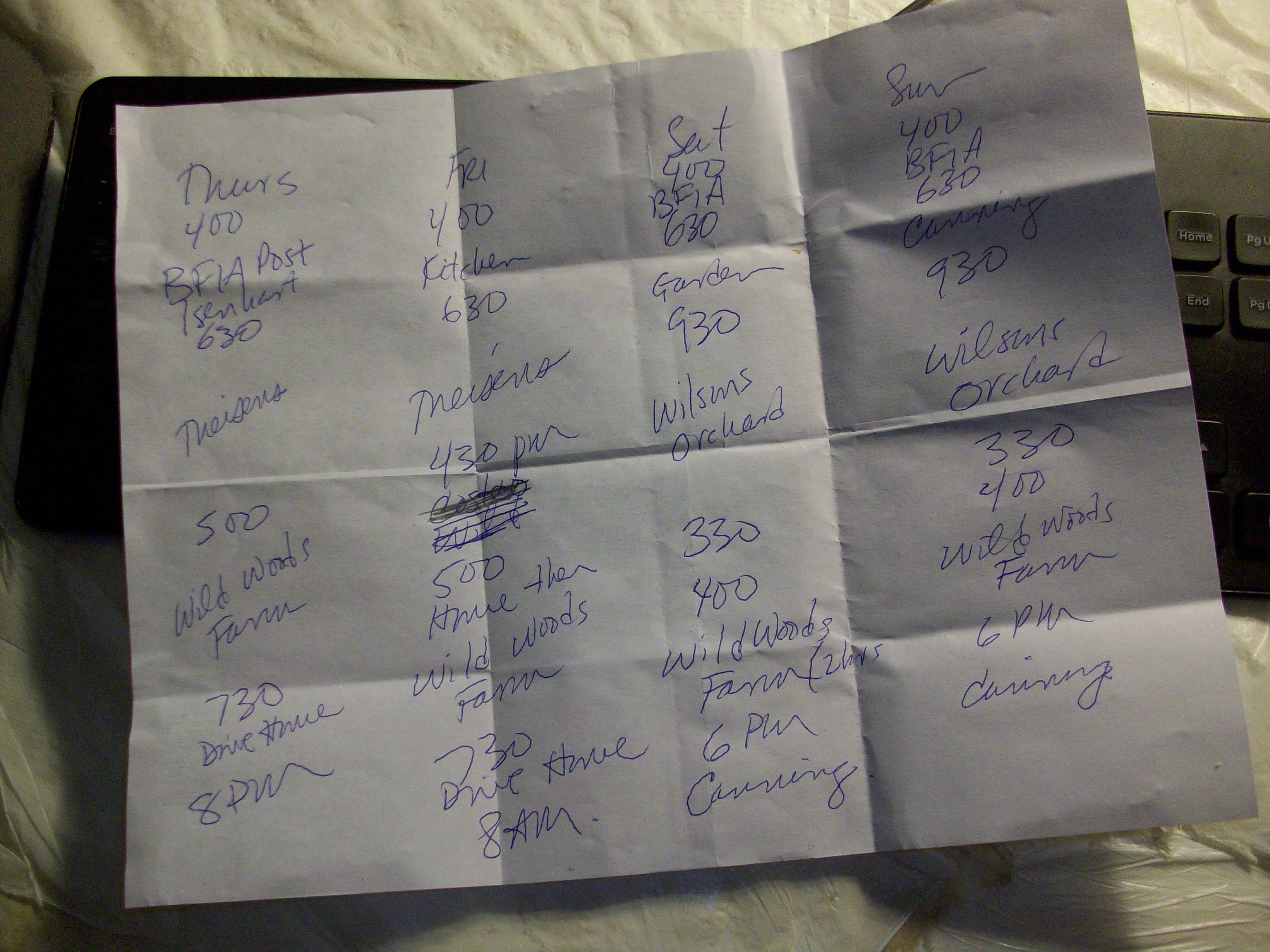 Weekend Schedule Draft