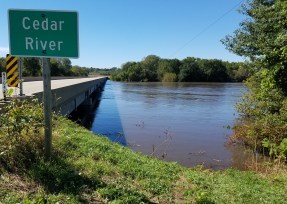 Cedar River at Iowa Highway One Sept. 27, 11:36 a.m.